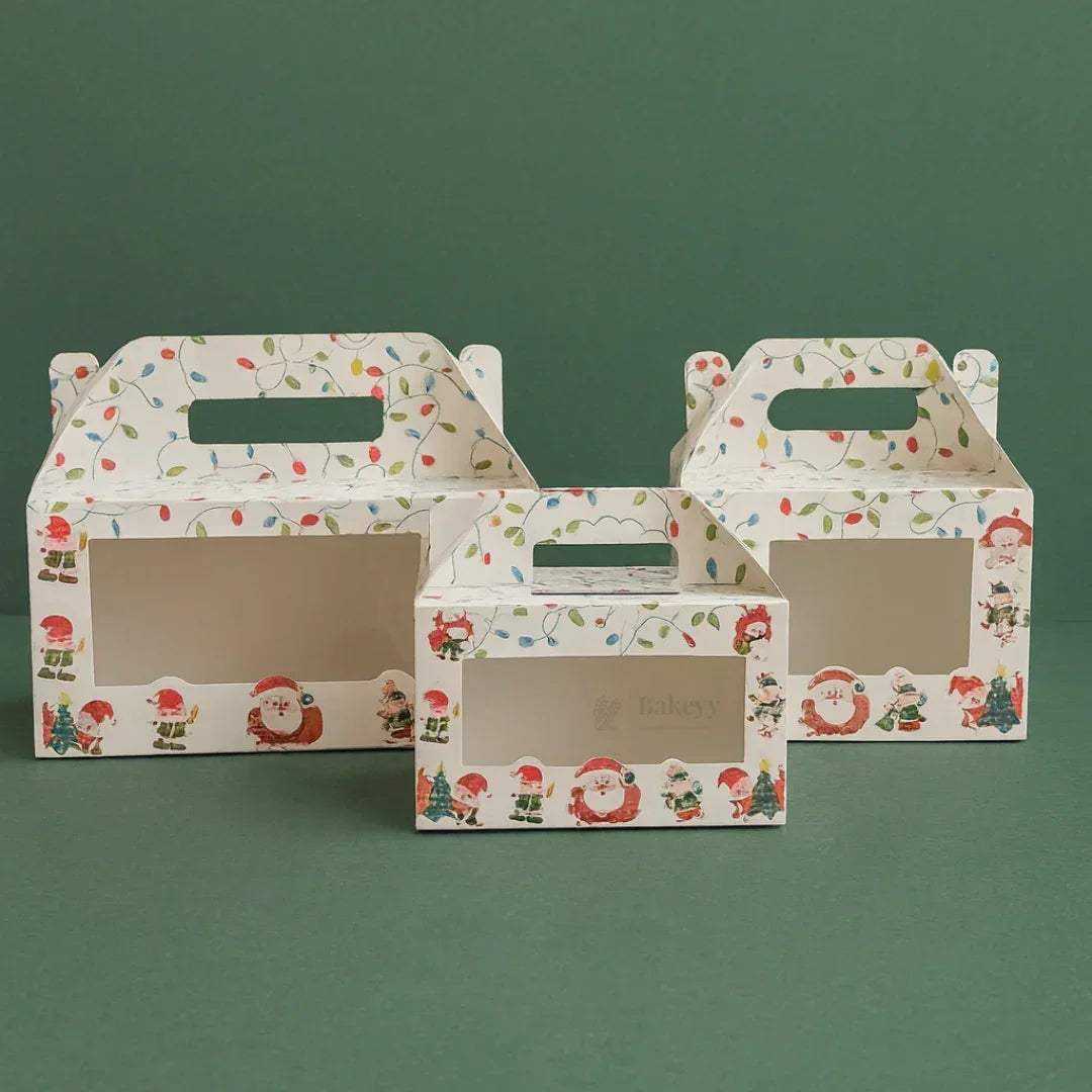 White Christmas Theme Hamper Gift Box | Premium Christmas Gift Packaging | Multi-Sizes | Pack of 25 - Bakeyy.com - India - White Christmas Theme Hamper Gift Box | Premium Christmas Gift Packaging | Multi-Sizes | Pack of 25 - Small 400.00