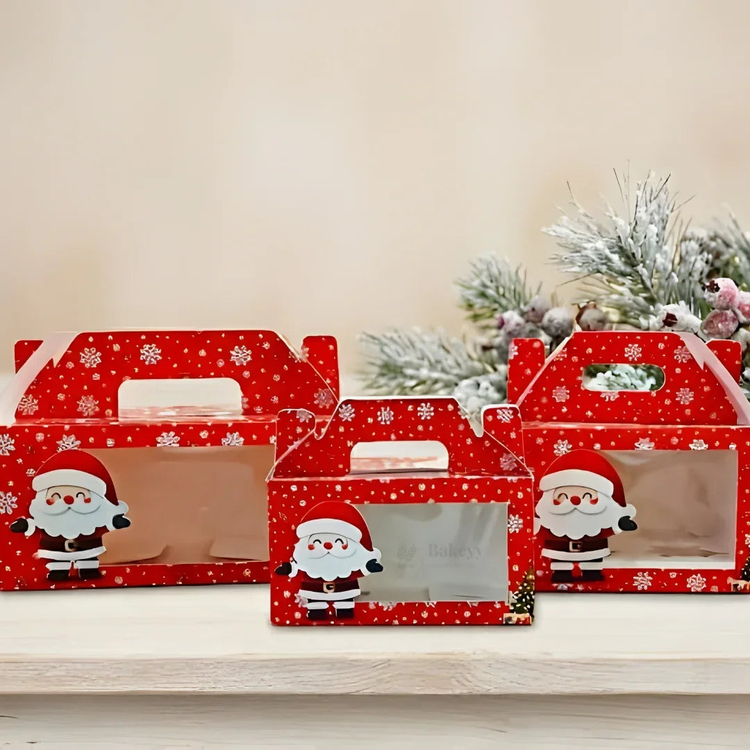 Red Santa Theme Hamper Boxes | Premium Christmas Gift Packaging | Multi-Sizes | Pack of 25 - Bakeyy.com - India - Red Santa Theme Hamper Boxes | Premium Christmas Gift Packaging | Multi-Sizes | Pack of 25 - Small 400.00