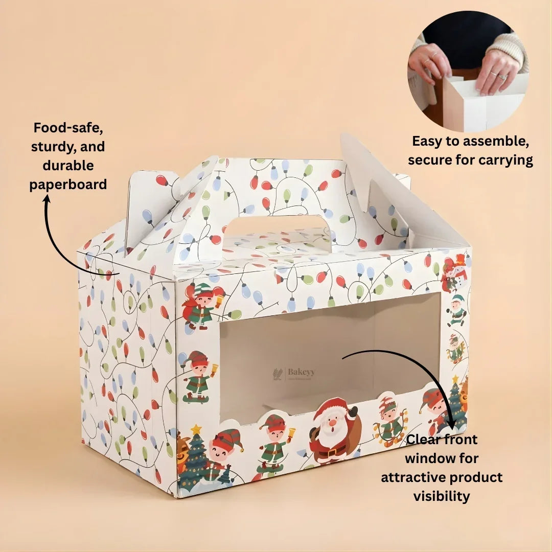 White Christmas Theme Hamper Gift Box | Premium Christmas Gift Packaging | Multi-Sizes | Pack of 25 - Bakeyy.com - India - White Christmas Theme Hamper Gift Box | Premium Christmas Gift Packaging | Multi-Sizes | Pack of 25 - Small 400.00