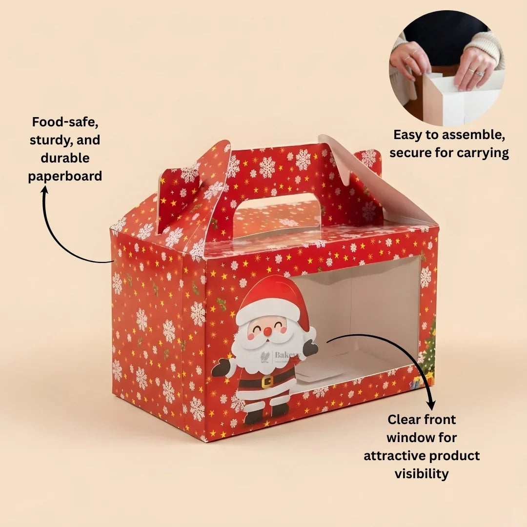 Red Santa Theme Hamper Boxes | Premium Christmas Gift Packaging | Multi-Sizes | Pack of 25