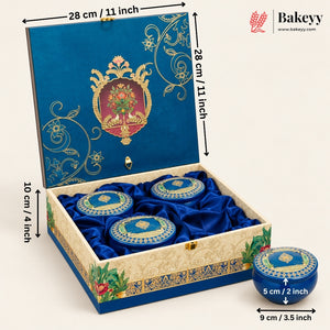 Royal Pichwai MDF Hamper Box with 4 Matka Jars | 2 Designs | Pack of 1