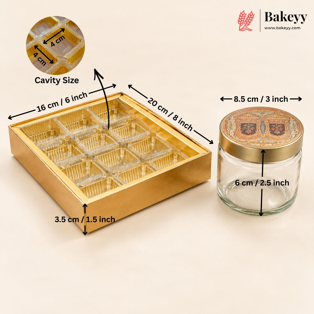Dual-Flap Opening Royal Printed MDF Hamper Box | Glass Jar and Cavity Tray | 2 Designs | Pack of 1
