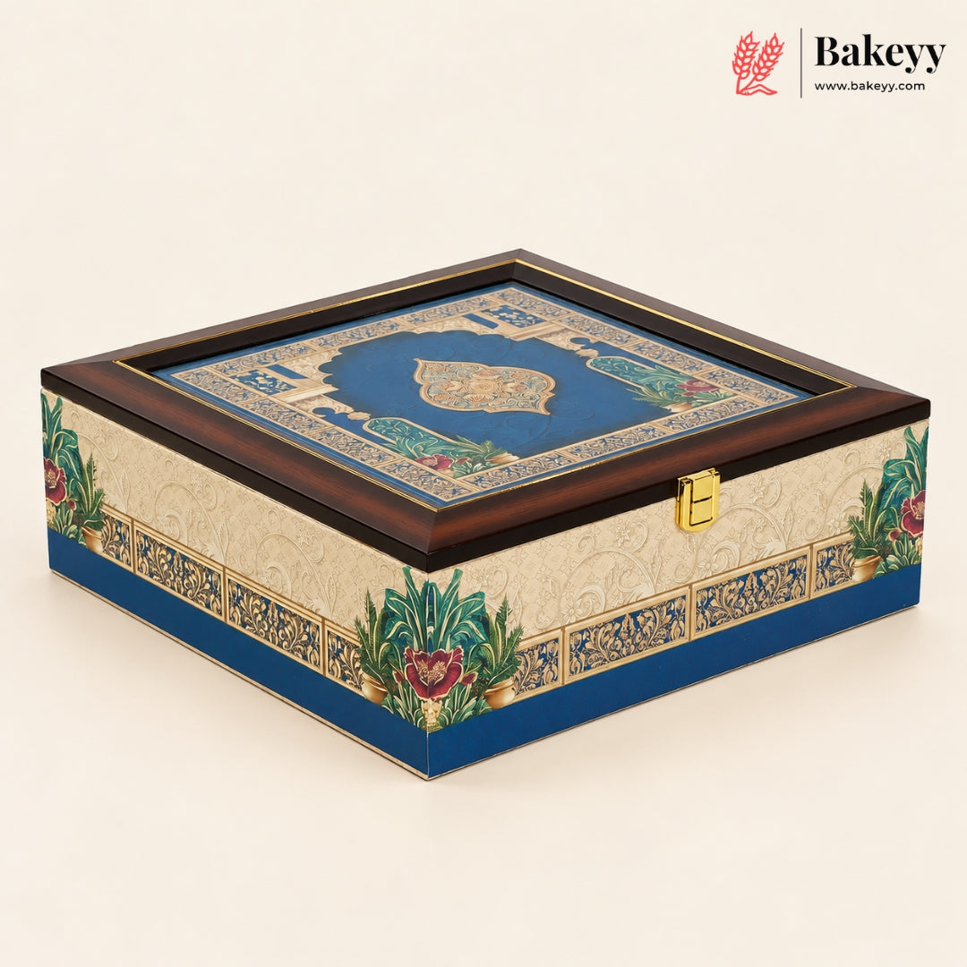 Royal Pichwai MDF Hamper Box with 4 Matka Jars | 2 Designs | Pack of 1