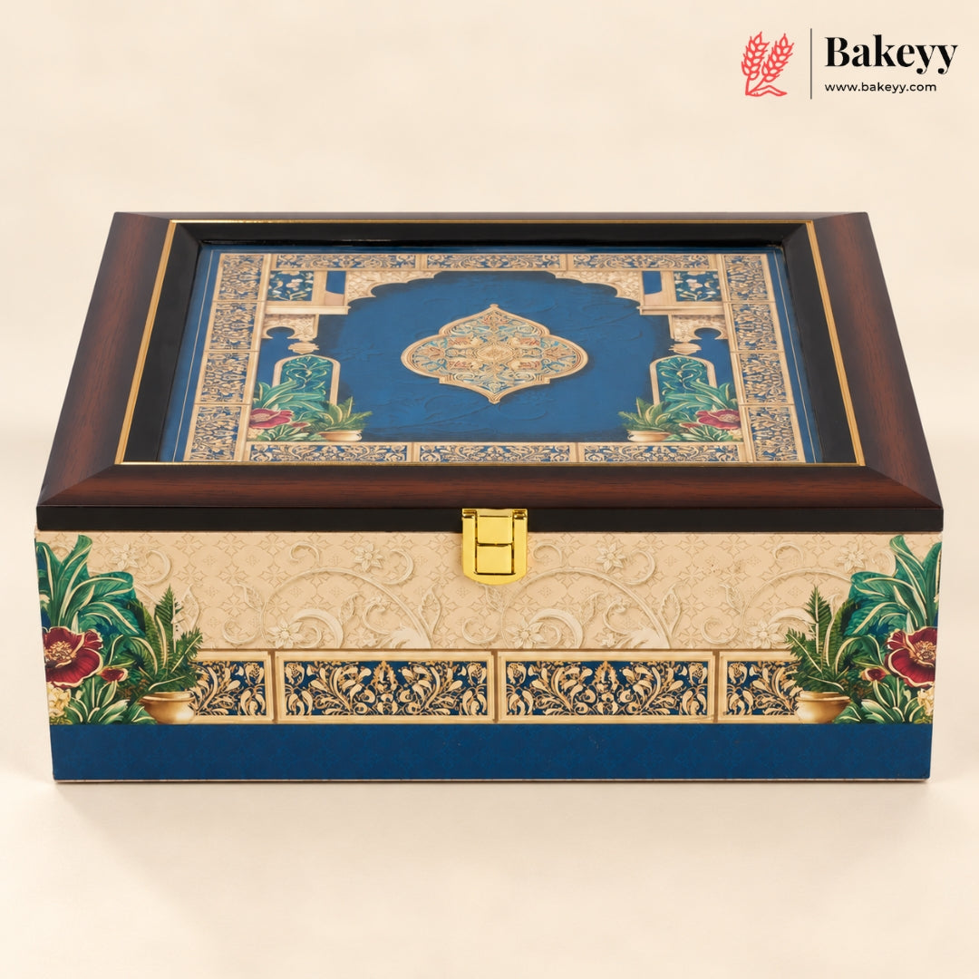 Royal Pichwai MDF Hamper Box with 4 Matka Jars | 2 Designs | Pack of 1