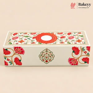 Floral Embossed MDF Hamper Box with 3 Glass Jars & Magnetic Lock | Pack of 1