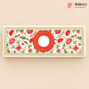 Floral Embossed MDF Hamper Box with 3 Glass Jars & Magnetic Lock | Pack of 1