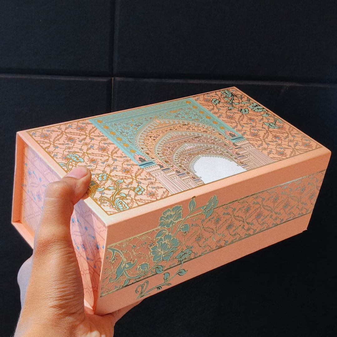 Embossed Rigid Hamper Box with 2 Glass Jars & Magnetic Closure | 2 Designs | Pack of 1
