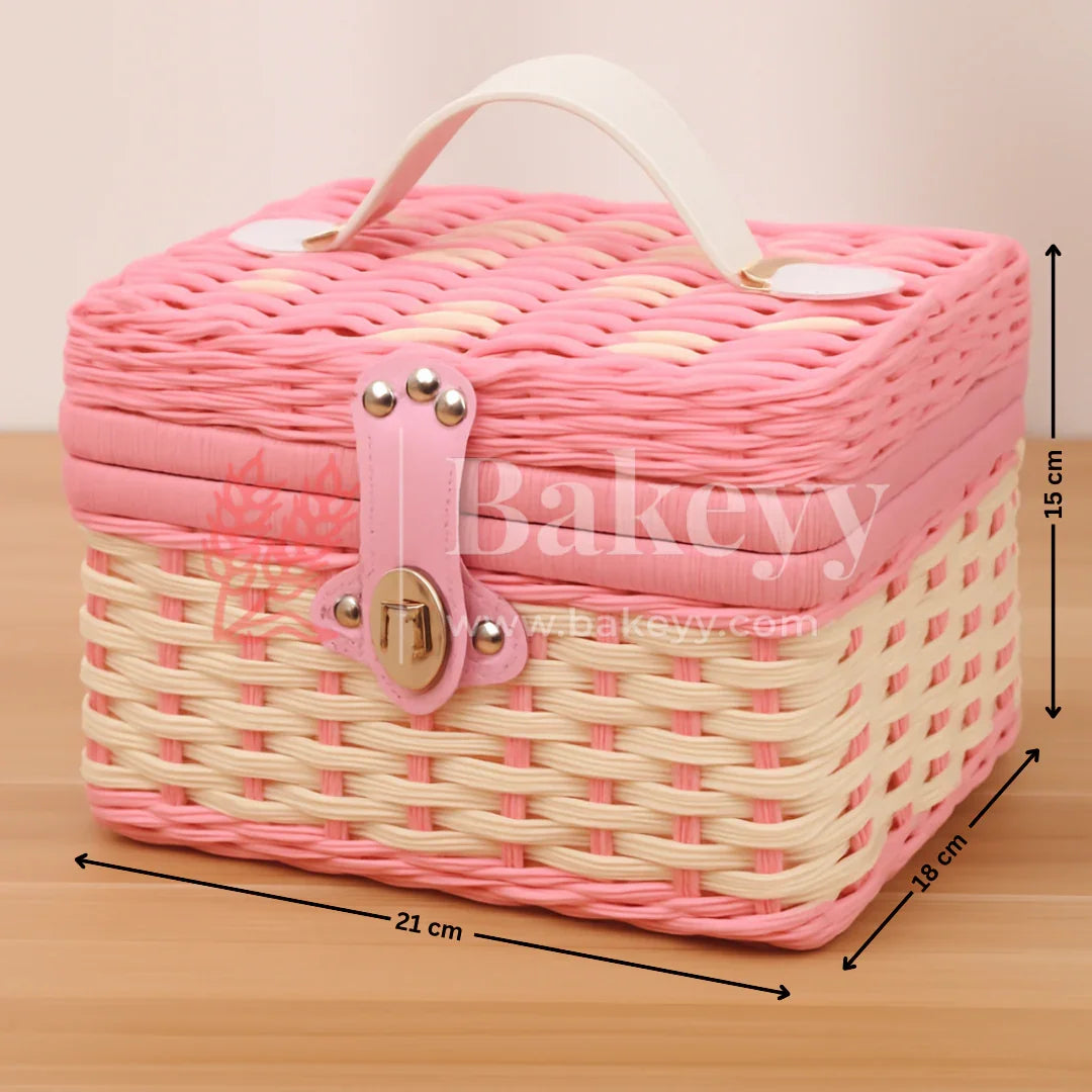 21x18x15 cm | Handmade Pink Storage Basket | 1 Piece