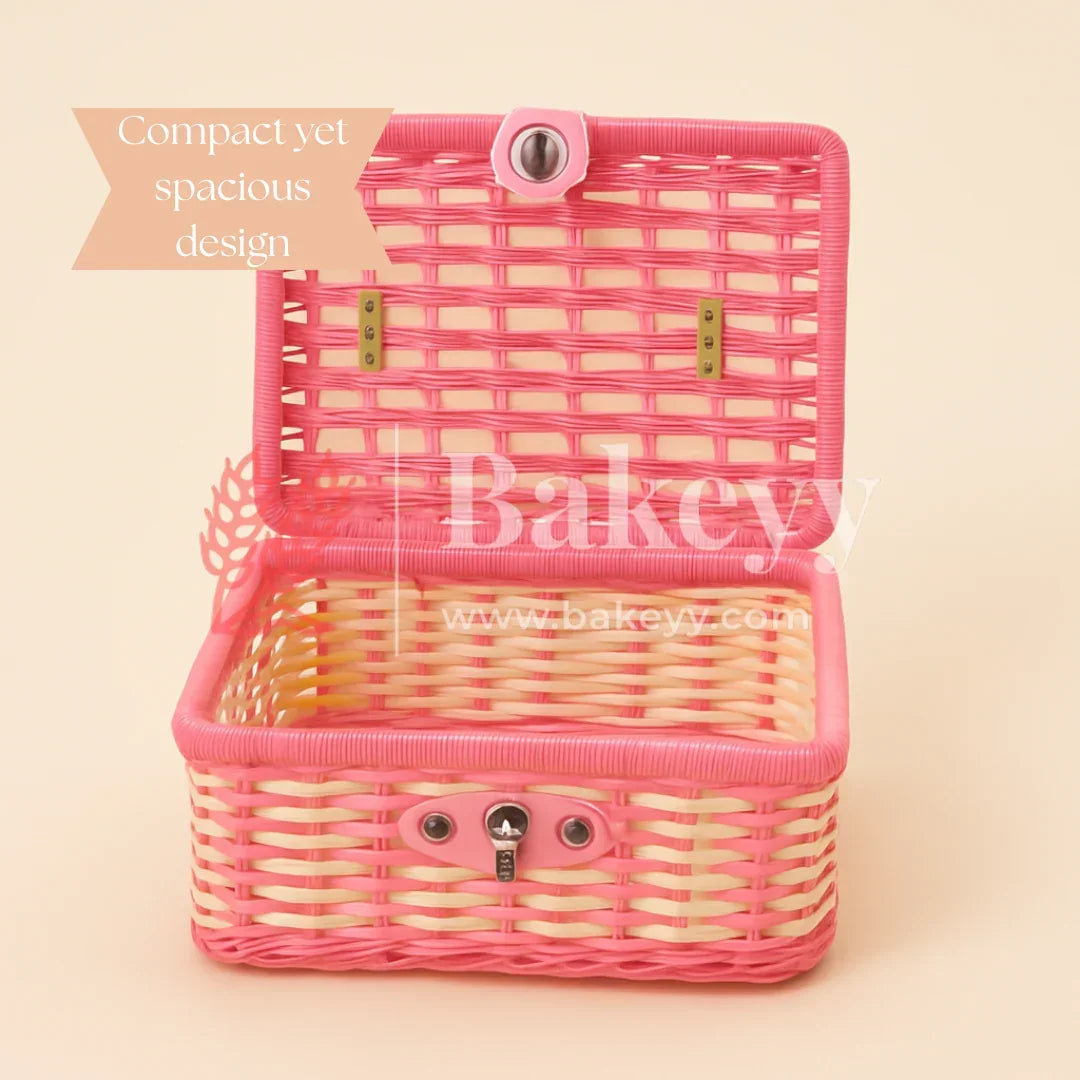 21x18x15 cm | Handmade Pink Storage Basket | 1 Piece - Bakeyy.com - India - 21x18x15 cm | Handmade Pink Storage Basket | 1 Piece - Default Title
