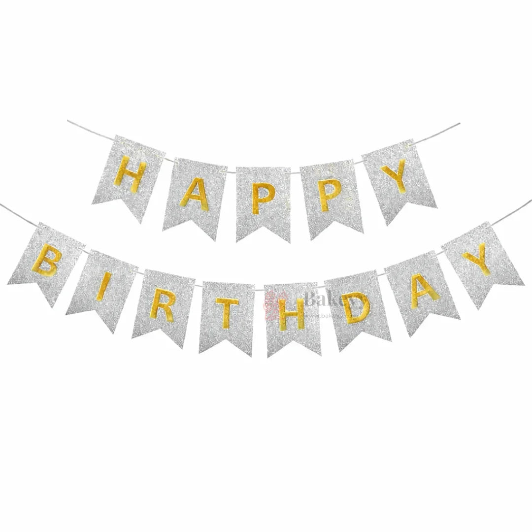 Happy Birthday Glitter Banner Decoration Premium Party Bunting Set Pack of 1