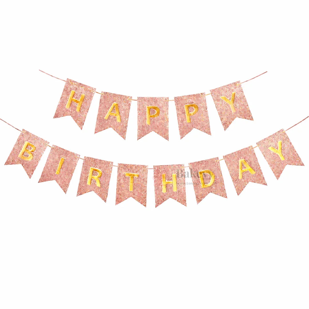 Happy Birthday Glitter Banner Decoration Premium Party Bunting Set Pack of 1