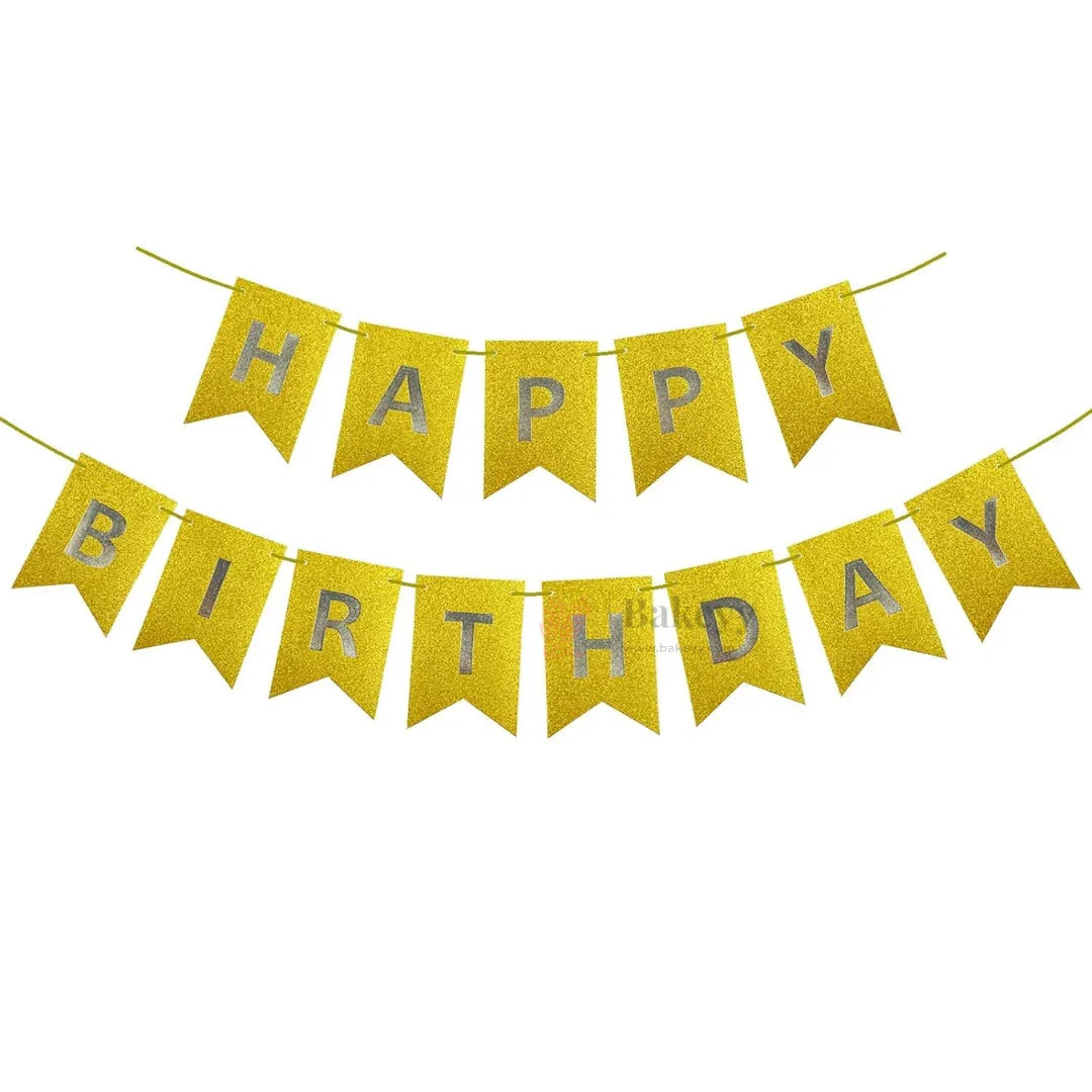 Happy Birthday Glitter Banner Decoration Premium Party Bunting Set Pack of 1