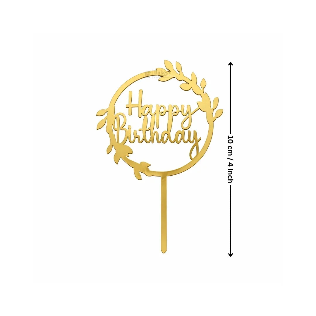Happy Birthday Acrylic Cake Topper | Elegant Birthday Designs | Cake Decoration Accessory - Bakeyy.com - India - Happy Birthday Acrylic Cake Topper | Elegant Birthday Designs | Cake Decoration Accessory - Design 2 / 4 Inch | Pack of 5 60.00