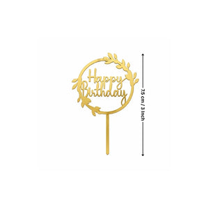 Happy Birthday Acrylic Cake Topper | Elegant Birthday Designs | Cake Decoration Accessory - Bakeyy.com - India - Happy Birthday Acrylic Cake Topper | Elegant Birthday Designs | Cake Decoration Accessory - Design 2 / 3 Inch | Pack of 10 80.00