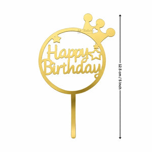 Happy Birthday Acrylic Cake Topper | Elegant Birthday Designs | Cake Decoration Accessory - Bakeyy.com - India - Happy Birthday Acrylic Cake Topper | Elegant Birthday Designs | Cake Decoration Accessory - Design 4 / 5 Inch | Pack of 5 75.00