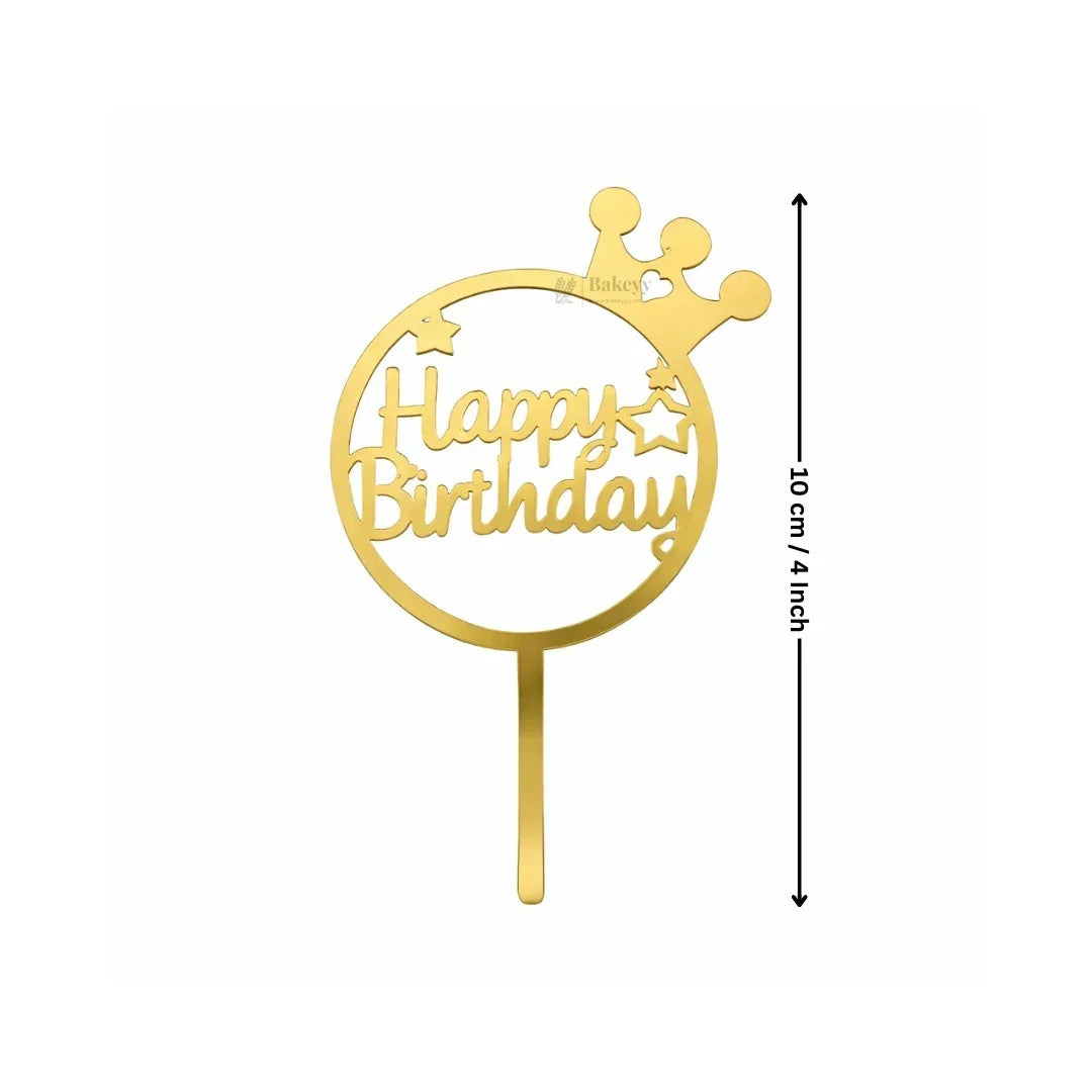 Happy Birthday Acrylic Cake Topper | Elegant Birthday Designs | Cake Decoration Accessory - Bakeyy.com - India - Happy Birthday Acrylic Cake Topper | Elegant Birthday Designs | Cake Decoration Accessory - Design 4 / 4 Inch | Pack of 5 60.00