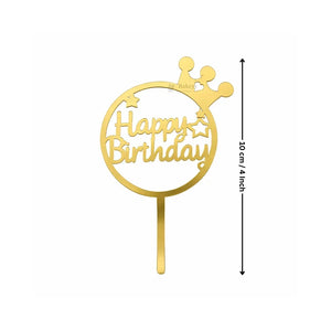 Happy Birthday Acrylic Cake Topper | Elegant Birthday Designs | Cake Decoration Accessory - Bakeyy.com - India - Happy Birthday Acrylic Cake Topper | Elegant Birthday Designs | Cake Decoration Accessory - Design 4 / 4 Inch | Pack of 5 60.00