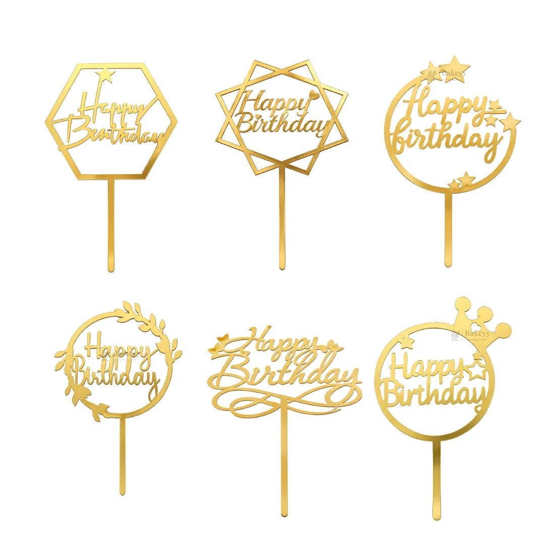 Happy Birthday Acrylic Cake Topper | Elegant Birthday Designs | Cake Decoration Accessory