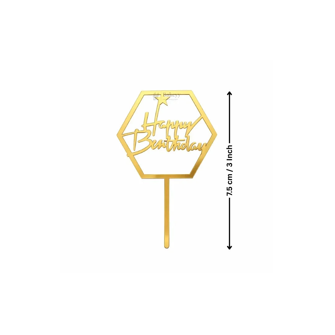 Happy Birthday Acrylic Cake Topper | Elegant Birthday Designs | Cake Decoration Accessory - Bakeyy.com - India - Happy Birthday Acrylic Cake Topper | Elegant Birthday Designs | Cake Decoration Accessory - Design 1 / 3 Inch | Pack of 10 80.00