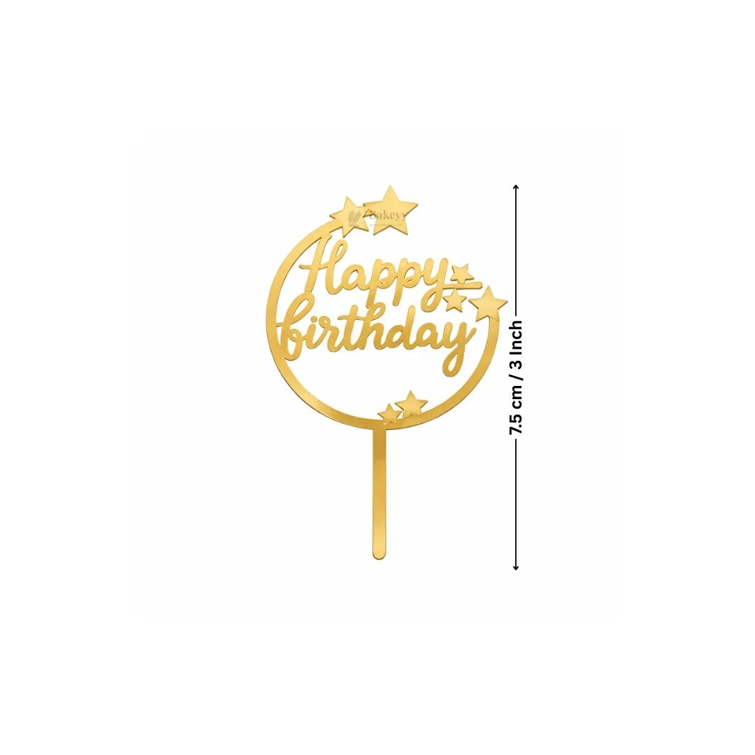 Happy Birthday Acrylic Cake Topper | Elegant Birthday Designs | Cake Decoration Accessory - Bakeyy.com - India - Happy Birthday Acrylic Cake Topper | Elegant Birthday Designs | Cake Decoration Accessory - Design 1 / 3 Inch | Pack of 10 80.00