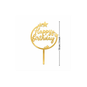 Happy Birthday Acrylic Cake Topper | Elegant Birthday Designs | Cake Decoration Accessory - Bakeyy.com - India - Happy Birthday Acrylic Cake Topper | Elegant Birthday Designs | Cake Decoration Accessory - Design 1 / 3 Inch | Pack of 10 80.00