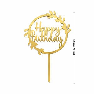 Happy Birthday Acrylic Cake Topper | Elegant Birthday Designs | Cake Decoration Accessory - Bakeyy.com - India - Happy Birthday Acrylic Cake Topper | Elegant Birthday Designs | Cake Decoration Accessory - Design 2 / 5 Inch | Pack of 5 75.00