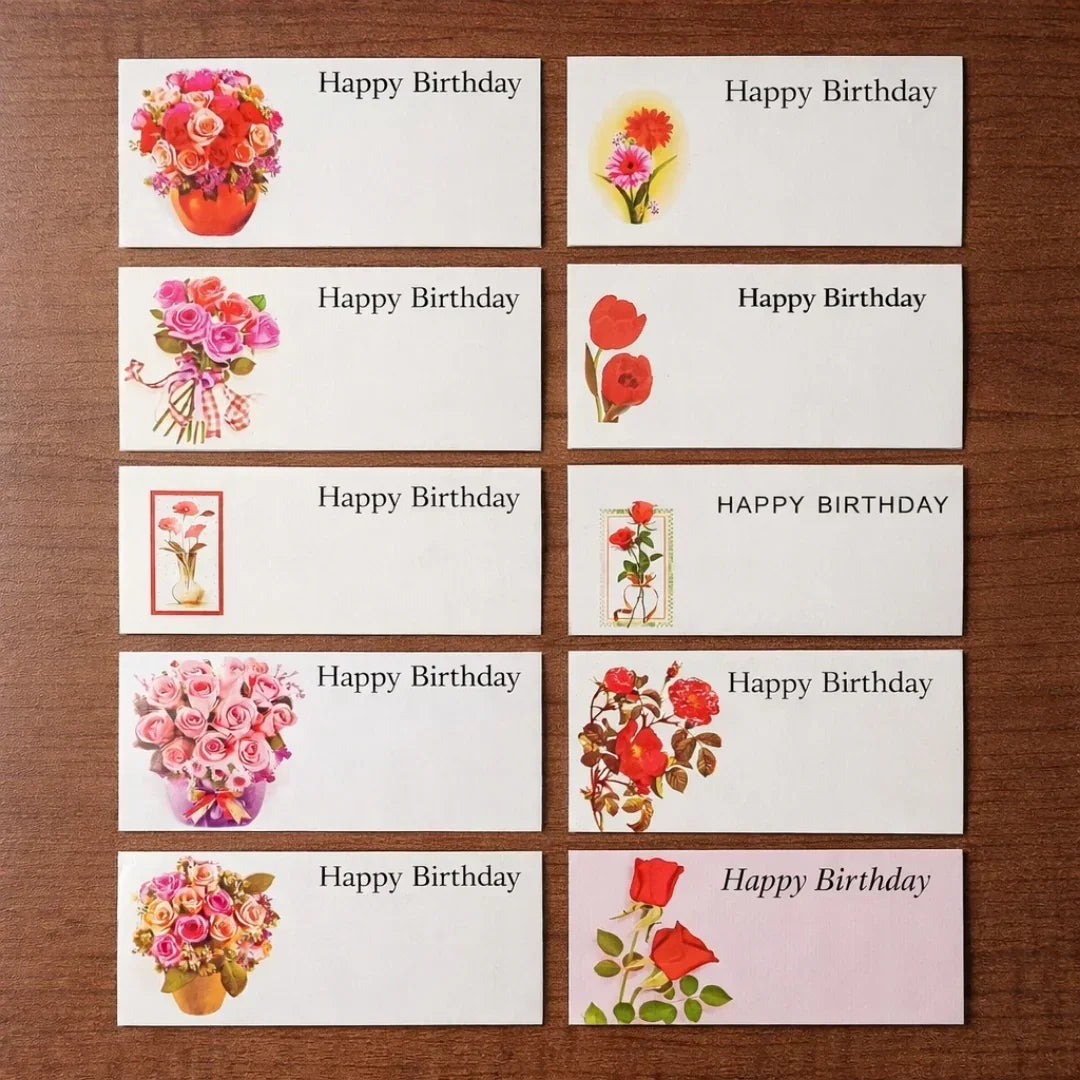 Happy Birthday Gift Name Cards | Floral Printed Cards | Pack of 100
