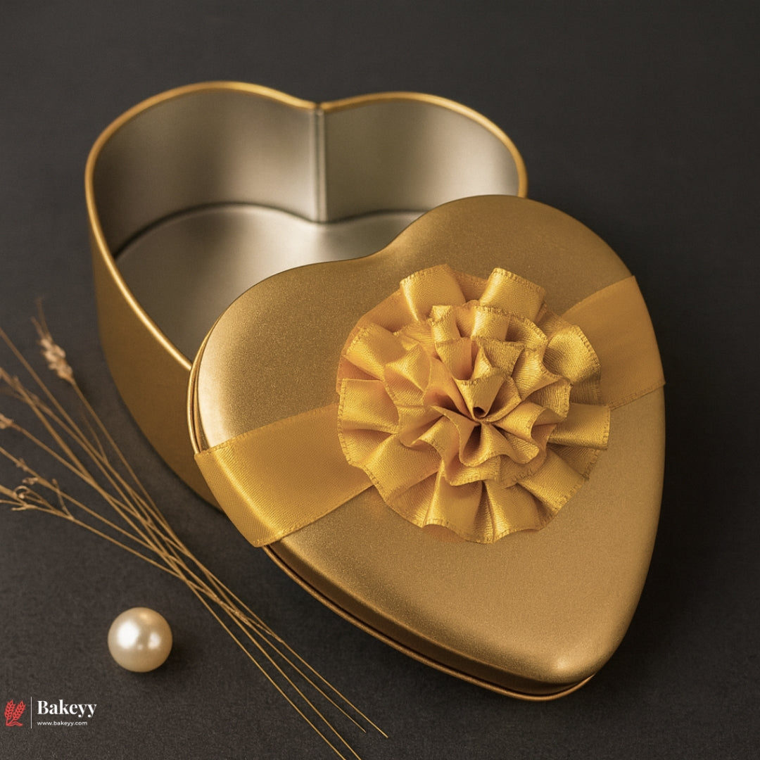 Heart Shaped Tin Boxes | Heart-Shaped Tin Box with Attached Ribbon | Pack of 12