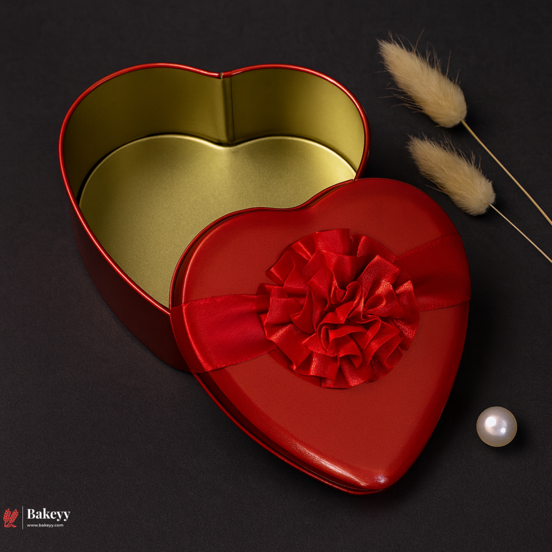 Heart Shaped Tin Boxes | Heart-Shaped Tin Box with Attached Ribbon | Pack of 12