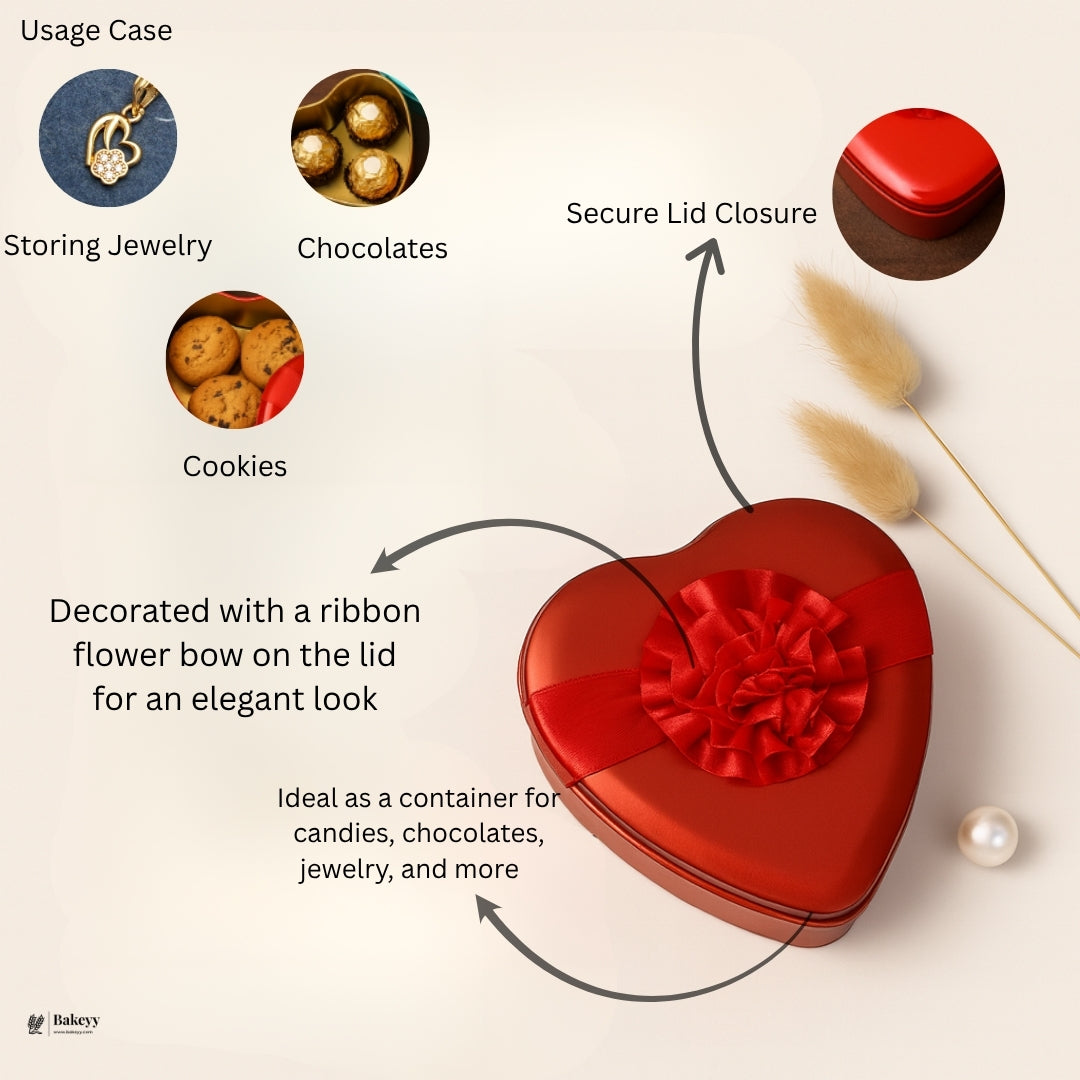 Heart Shaped Tin Boxes | Heart-Shaped Tin Box with Attached Ribbon | Pack of 12