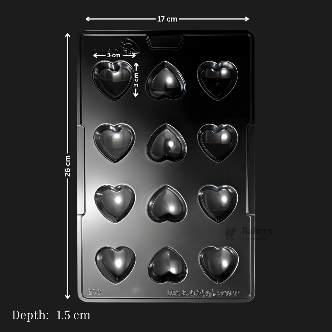 Mould 060 | Heart Shape Chocolate Mould Tray | 12 Cavity Heart Chocolate Mould | Pack of 1
