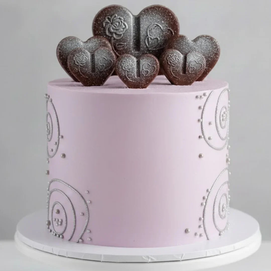 Heart Shape Garnishing Silicone Mould for Cakes & Chocolates | Multi Size Hearts | Pack of 1