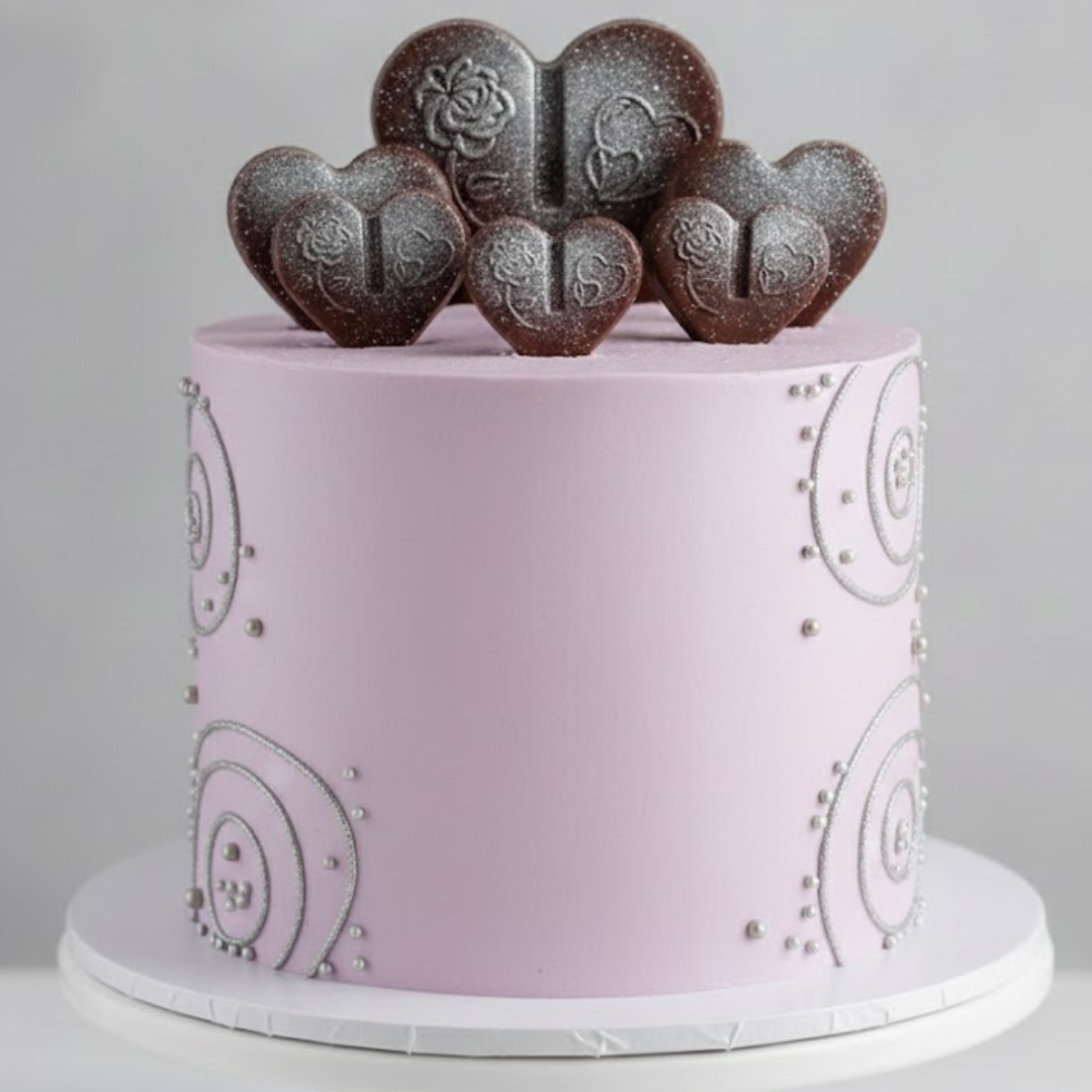 Heart Shape Garnishing Silicone Mould for Cakes & Chocolates | Multi Size Hearts | Pack of 1