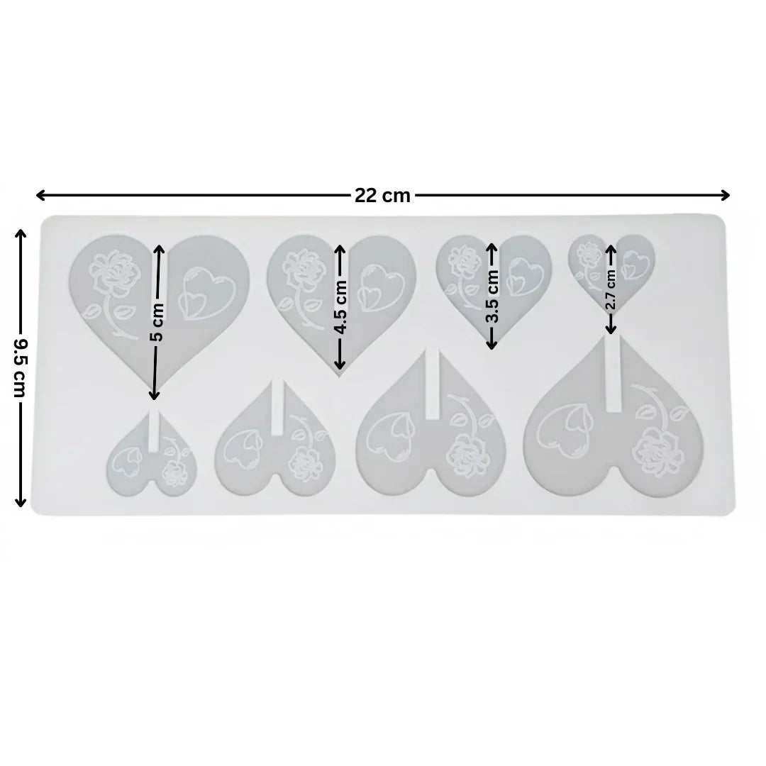 Heart Shape Garnishing Silicone Mould for Cakes & Chocolates | Multi Size Hearts | Pack of 1