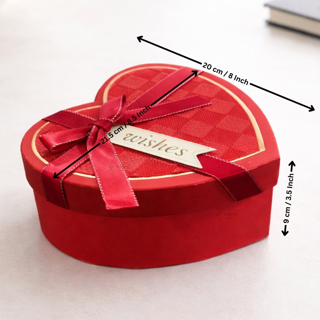 Heart Shape Red Rigid Gift Box with Ribbon | Premium Valentine & Hampers Packaging Box | Luxury Storage & Gifting Box | Available in 3 Sizes | Pack of 1