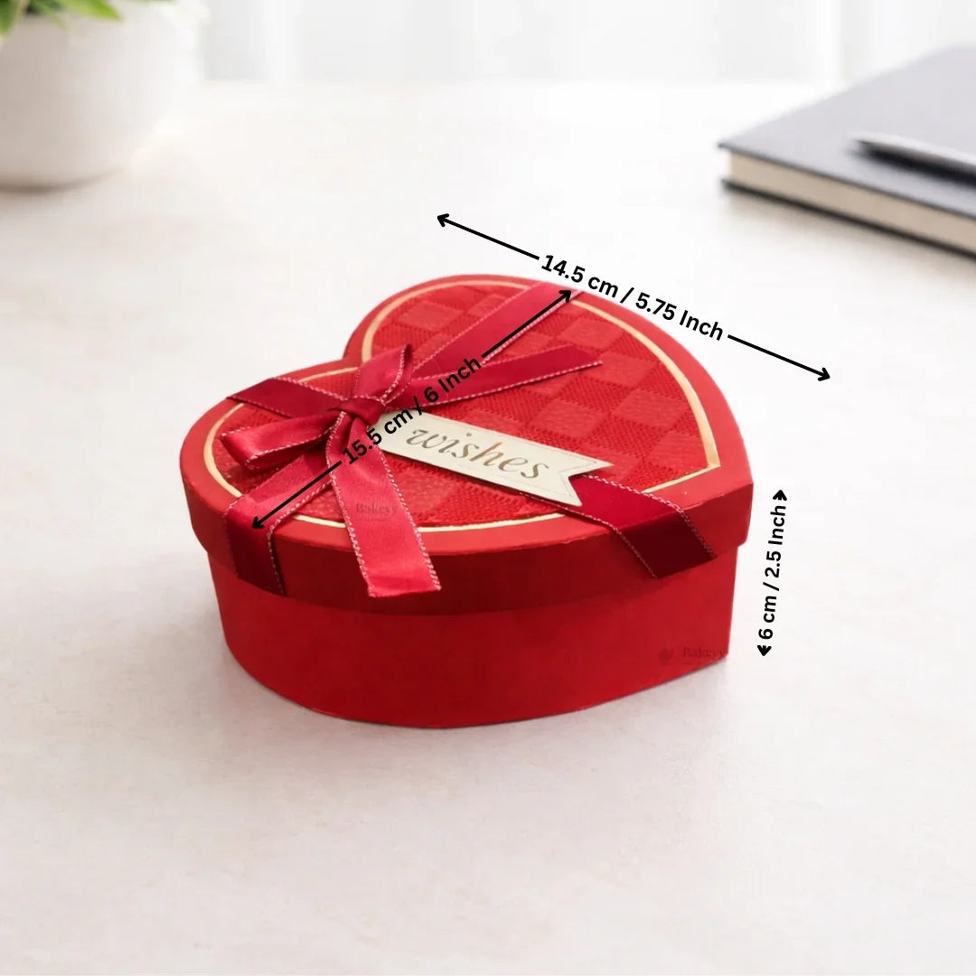Heart Shape Red Rigid Gift Box with Ribbon | Premium Valentine & Hampers Packaging Box | Luxury Storage & Gifting Box | Available in 3 Sizes | Pack of 1 - Bakeyy.com - India - Heart Shape Red Rigid Gift Box with Ribbon | Premium Valentine & Hampers Packaging Box | Luxury Storage & Gifting Box | Available in 3 Sizes | Pack of 1 - Small 180.00