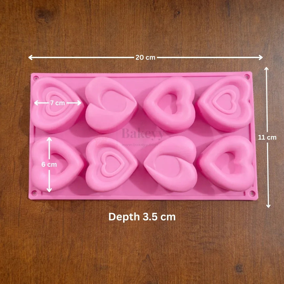 8 Cavity Heart Shape Silicone Chocolate Mold | Mini Dessert & Chocolate Mold | Pack of 1