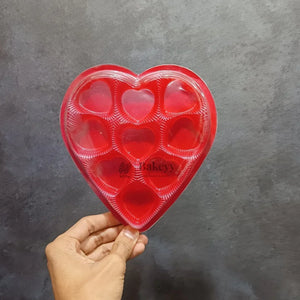 Heart Shape Chocolate Box with 9 Cavities | Transparent Lid Gift Box | Red & Gold Base | Pack of 10 - Bakeyy.com - India - Heart Shape Chocolate Box with 9 Cavities | Transparent Lid Gift Box | Red & Gold Base | Pack of 10 - Gold 460.00
