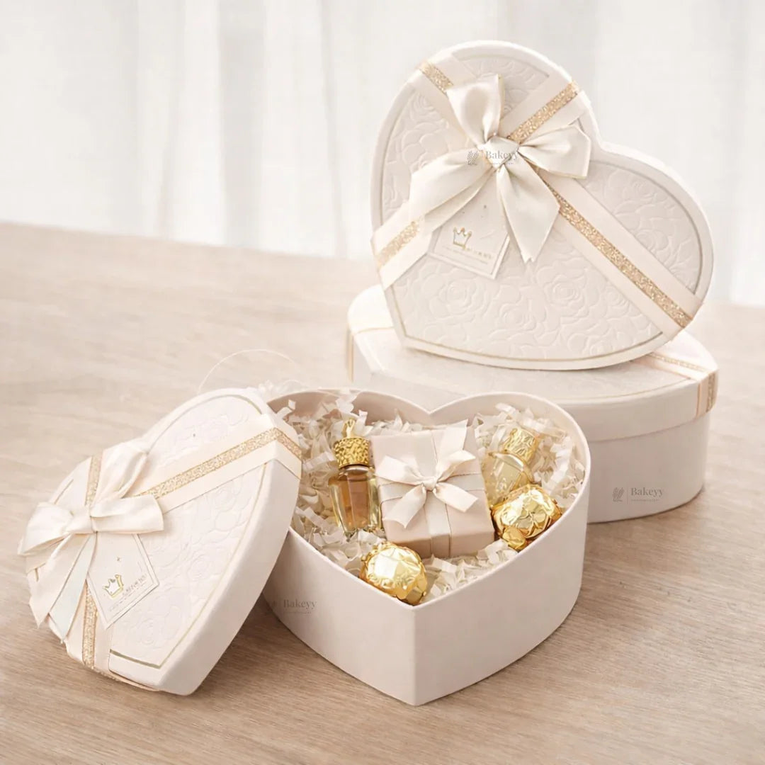 Heart Shape White Rigid Gift Box with Ribbon | Premium Valentine & Hampers Packaging Box | Luxury Storage & Gifting Box | Available in 3 Sizes | Pack of 1 - Bakeyy.com - India - Heart Shape White Rigid Gift Box with Ribbon | Premium Valentine & Hampers Packaging Box | Luxury Storage & Gifting Box | Available in 3 Sizes | Pack of 1 - Small 200.00