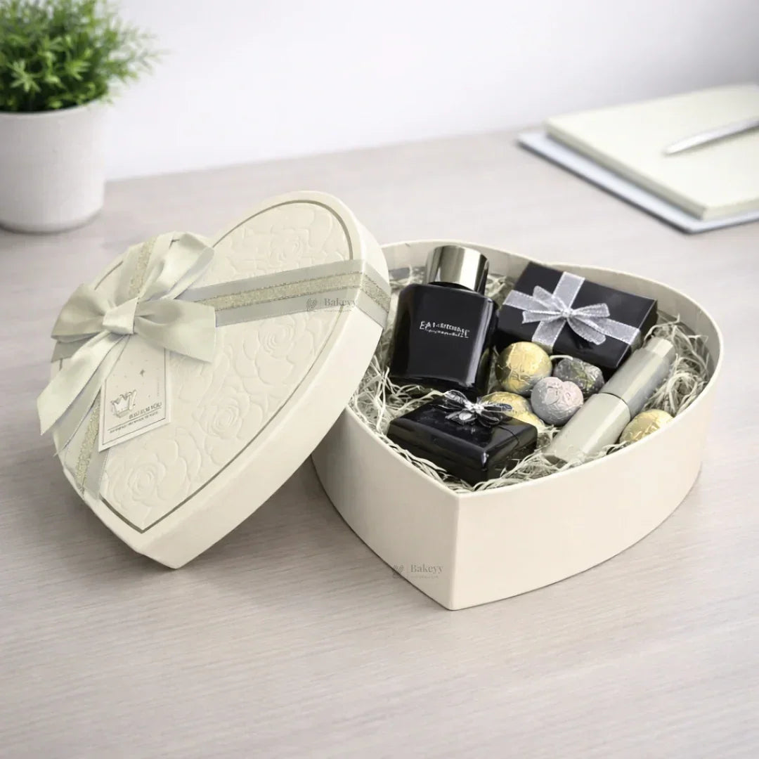 Heart_Shape_White_Rigid_Gift_Box_with_Ribbon_2 - Bakeyy.com
