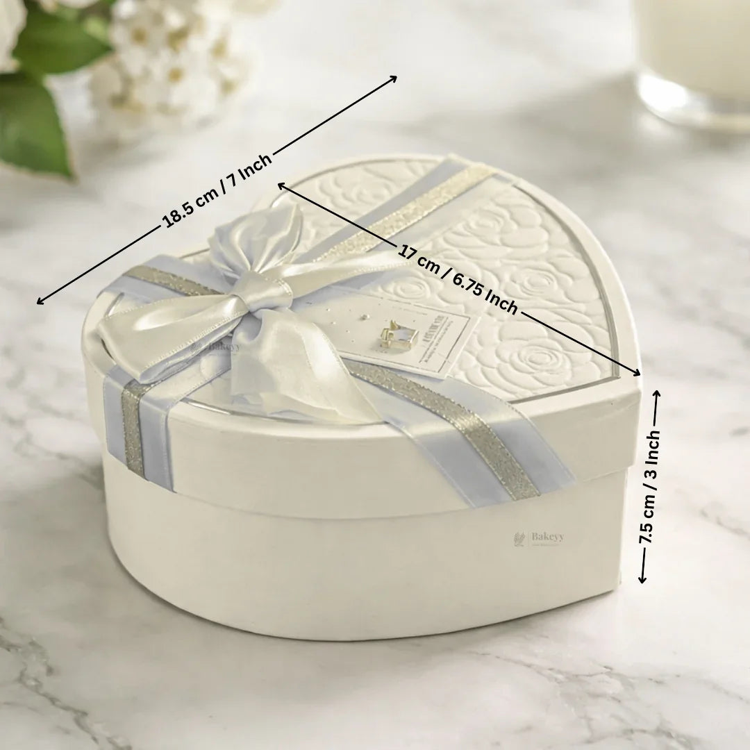 Heart Shape White Rigid Gift Box with Ribbon | Premium Valentine & Hampers Packaging Box | Luxury Storage & Gifting Box | Available in 3 Sizes | Pack of 1 - Bakeyy.com - India - Heart Shape White Rigid Gift Box with Ribbon | Premium Valentine & Hampers Packaging Box | Luxury Storage & Gifting Box | Available in 3 Sizes | Pack of 1 - Medium 280.00