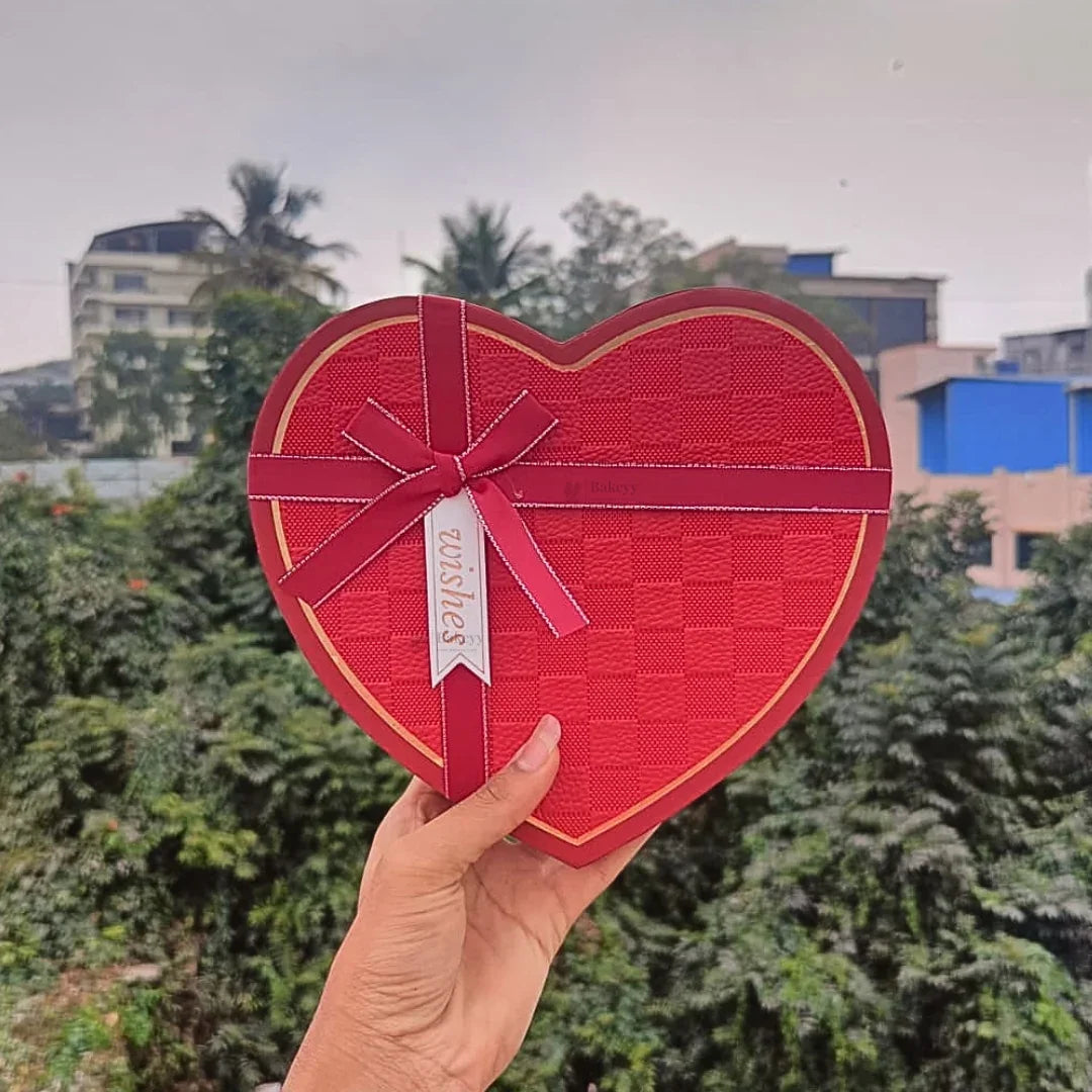 Heart Shape Red Rigid Gift Box with Ribbon | Premium Valentine & Hampers Packaging Box | Luxury Storage & Gifting Box | Available in 3 Sizes | Pack of 1 - Bakeyy.com - India - Heart Shape Red Rigid Gift Box with Ribbon | Premium Valentine & Hampers Packaging Box | Luxury Storage & Gifting Box | Available in 3 Sizes | Pack of 1 - Small 180.00