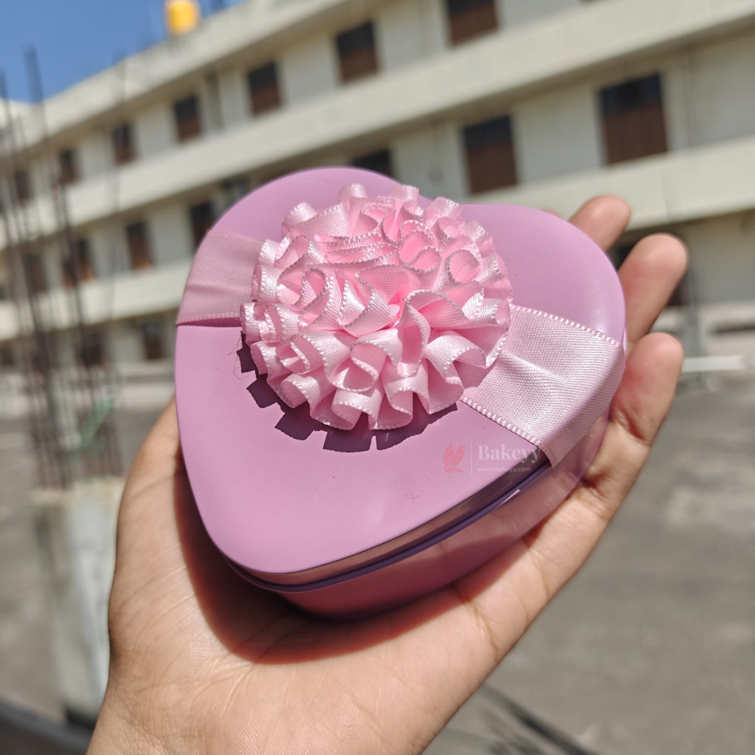 Heart Shaped Tin Boxes | Heart-Shaped Tin Box with Attached Ribbon | Pack of 12