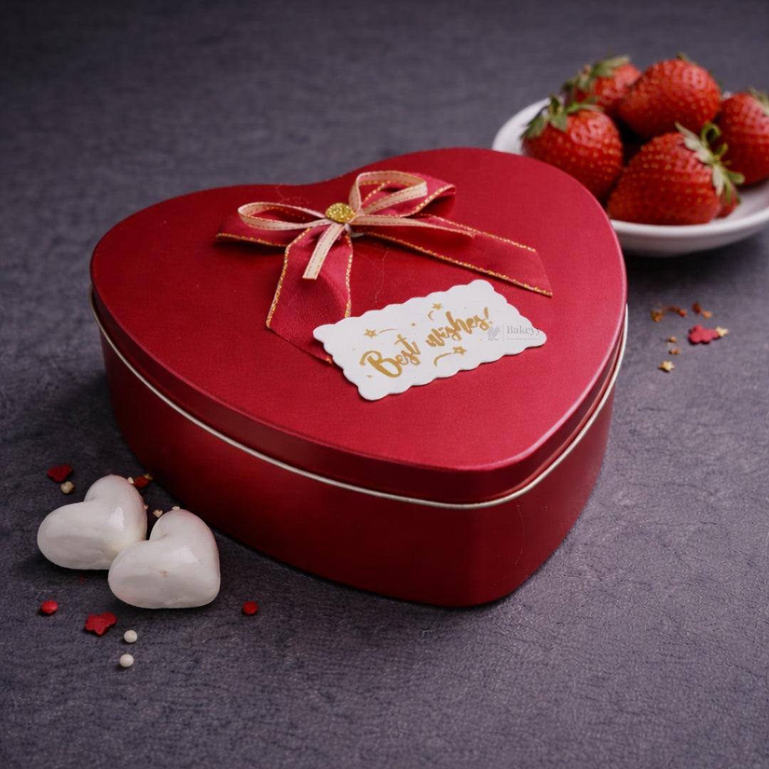 Heart Shaped Empty Decorative Tin Box with Attached Bow | Multiple Colors Options | Gift Tin Box | Storage Tin Box| Pack of 1