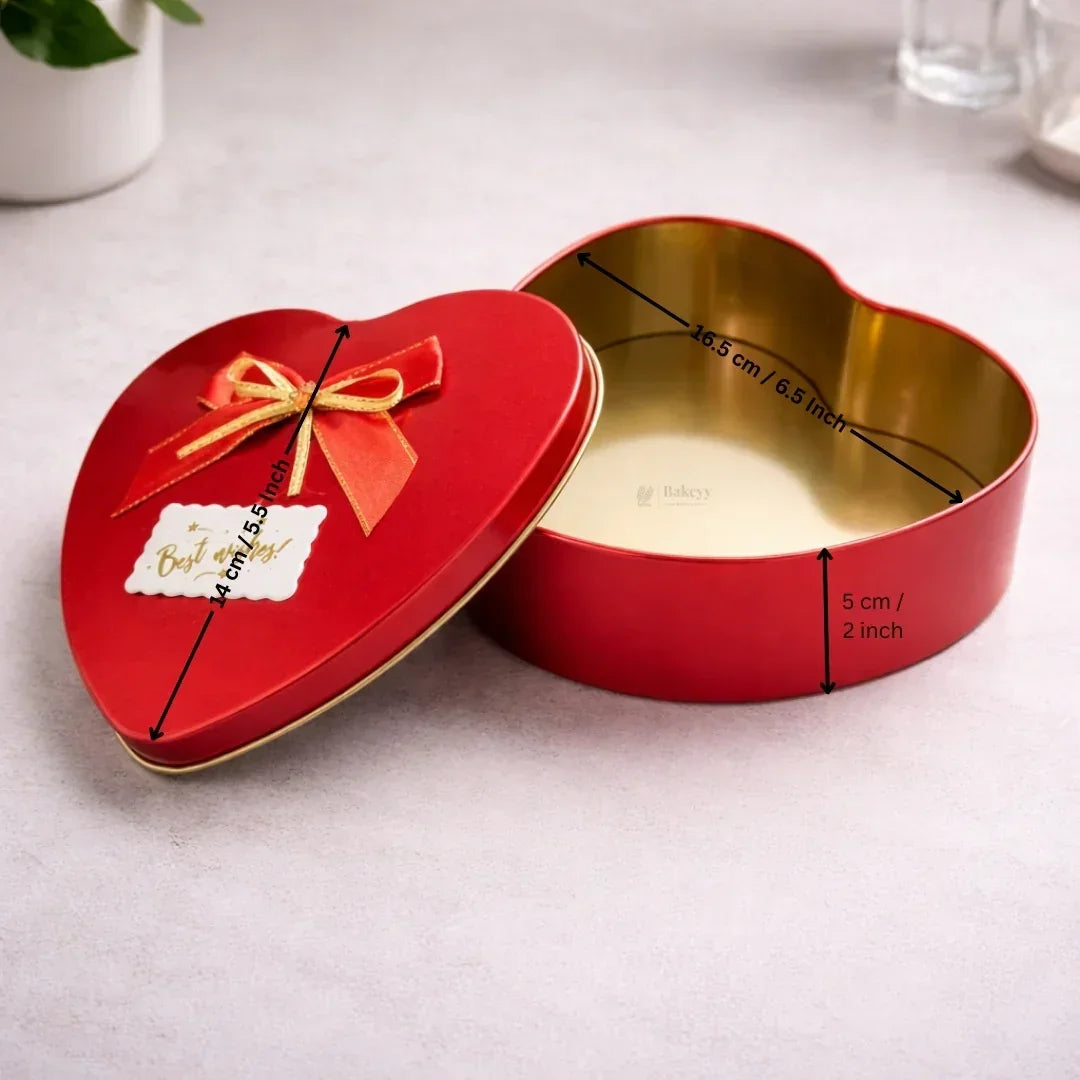 Heart Shaped Empty Decorative Tin Box with Attached Bow | Multiple Colors Options | Gift Tin Box | Storage Tin Box| Pack of 1 - Bakeyy.com - India - Heart Shaped Empty Decorative Tin Box with Attached Bow | Multiple Colors Options | Gift Tin Box | Storage Tin Box| Pack of 1 - Purple 180.00