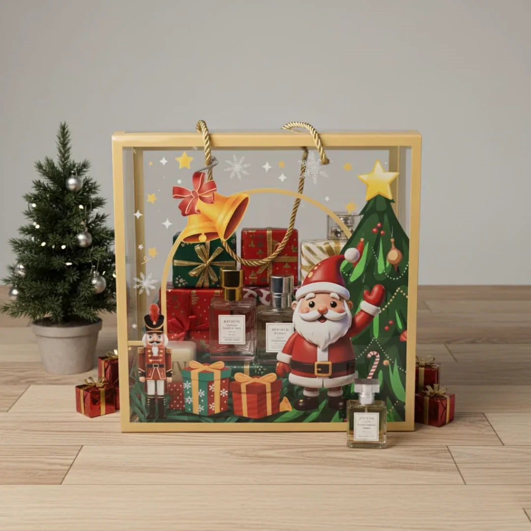Christmas Transparent Gift Box with Handle | Pack of 10