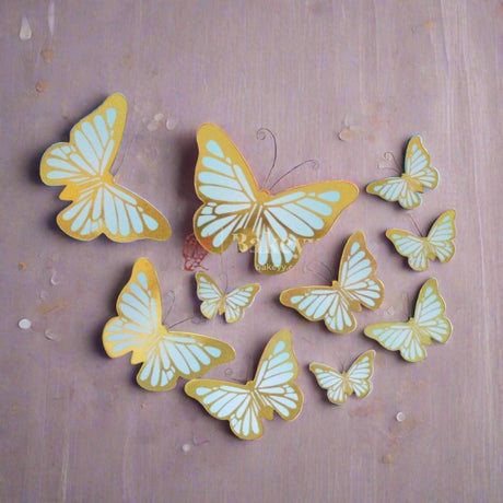 10 pcs shiny butterfly Birthday Cake Topper| decoration Toppers| Bday Decorations Items - Bakeyy.com - India - 10 pcs shiny butterfly Birthday Cake Topper| decoration Toppers| Bday Decorations Items - Design 1 - Blue