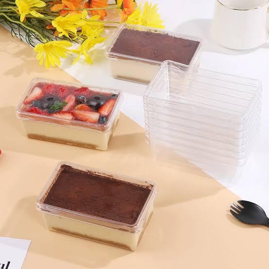250 ml | RECTANGLE PET PLASTIC DESSERT CONTAINER | TIRAMISU BOX | Pack of 50 - Bakeyy.com - India - 250 ml | RECTANGLE PET PLASTIC DESSERT CONTAINER | TIRAMISU BOX | Pack of 50 - Default Title