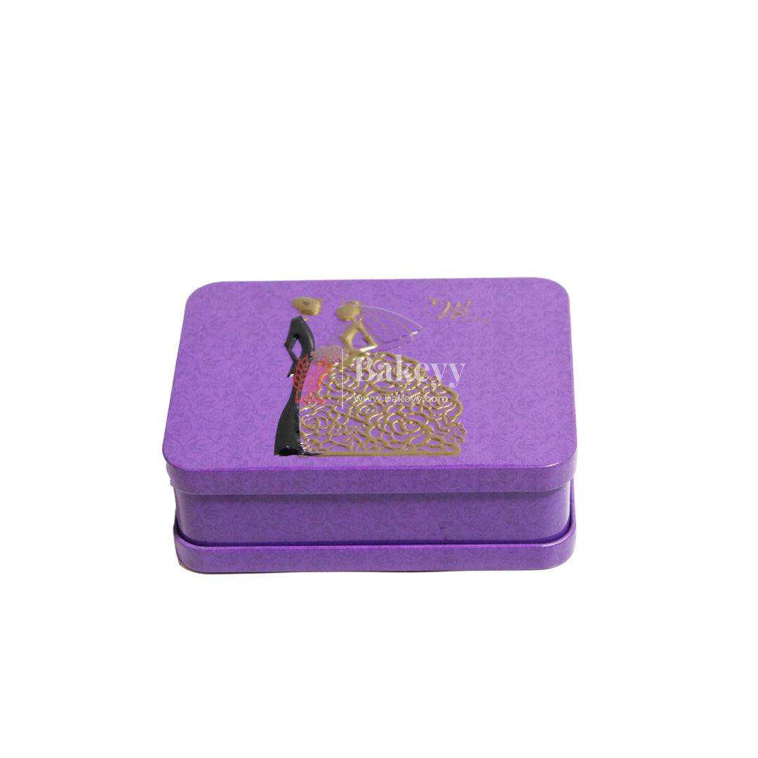 Purple Rectangle Empty Decorative Tin Box | Gift Box | Chocolate Box | Sweet Box | Jewellery Box | Luxury Box | Pack of 8 - Bakeyy.com - India - Purple Rectangle Empty Decorative Tin Box | Gift Box | Chocolate Box | Sweet Box | Jewellery Box | Luxury Box | Pack of 8 - Pack of 8
