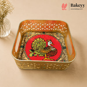 Indian Heritage Art Metal Gift Tray | Pack of 1